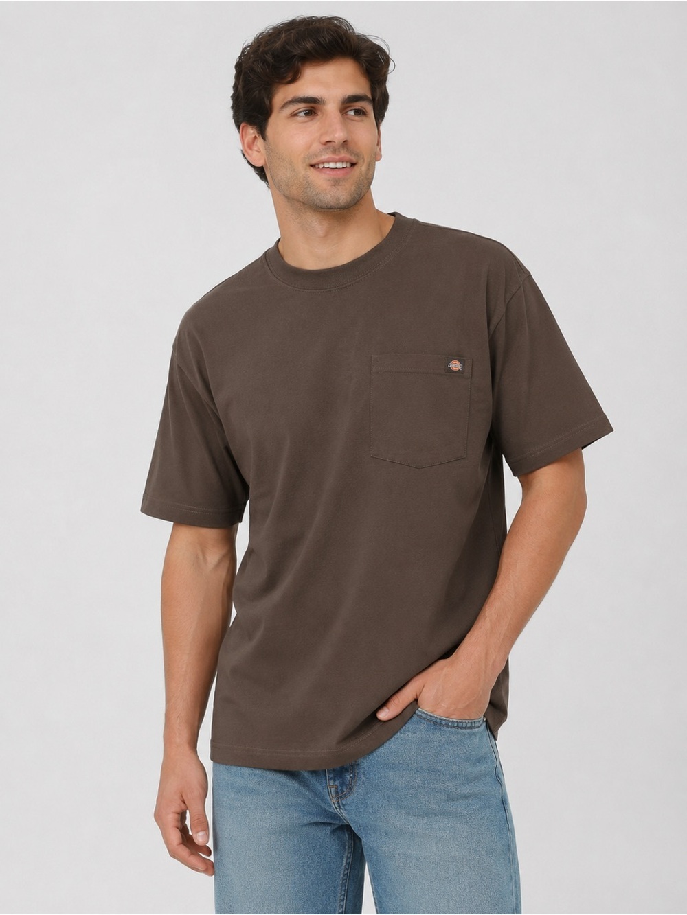 Dickies T-Shirt Brown Size Large L 100% Cotton